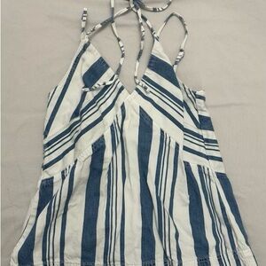 Universal Thread Blue and White Striped Denim Halter Top